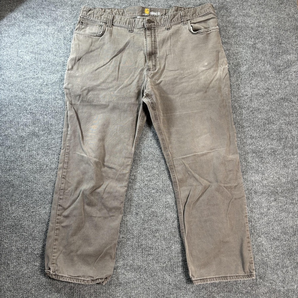 Carhartt Pants Mens 44x28 Gray Relaxed Fit Carpenter Workwear Straight Leg